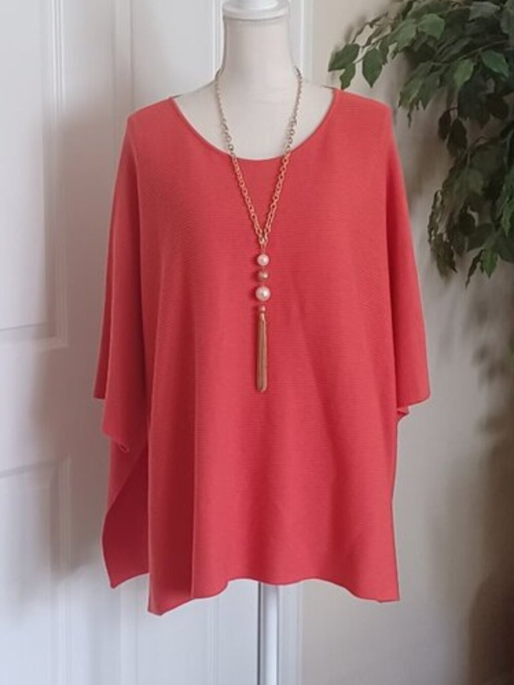 NWOT Angel Apparel Orange Rib Knit Pullover Sweater/Poncho Size 2X